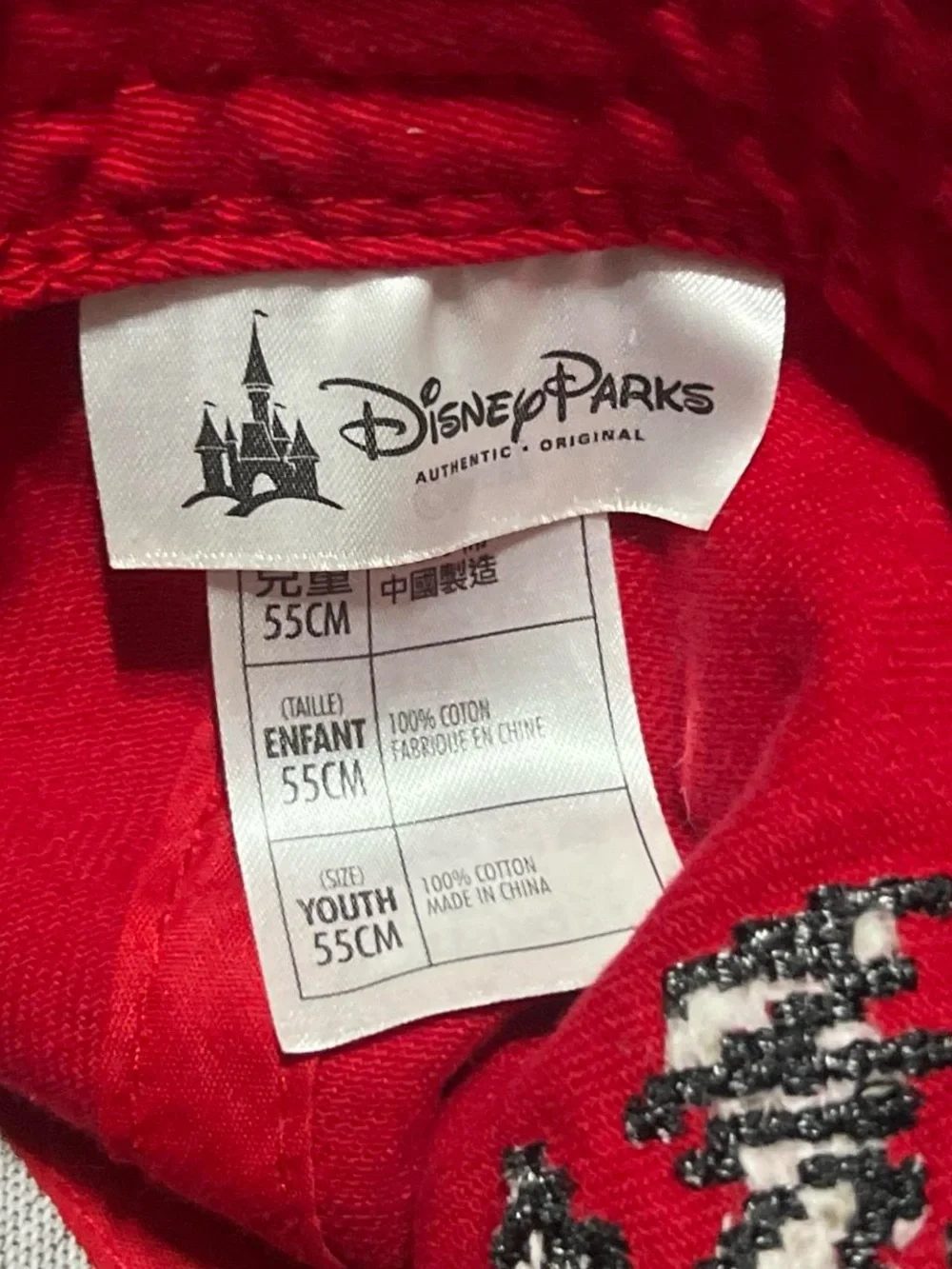 Kids Disney Red and Black Embroidered Mickey Mouse Cap